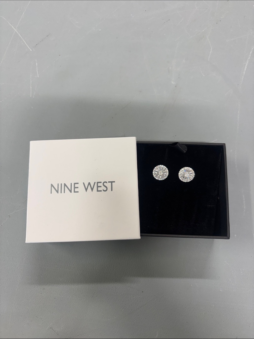Nine West Clear Crystal Round Stud Earrings